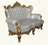 6pc Royal Gold Leaf & Ivory Velvet Upholstered Living Room Seating Set