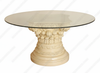 60" Buttermilk Finish Round Glass-Top Dining Table w/ Ornate Pedestal Base
