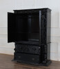 Hand-Carved Gothic Revival Black Mahogany Armoire