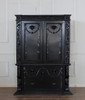 Hand-Carved Gothic Revival Black Mahogany Armoire