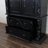 Hand-Carved Gothic Revival Black Mahogany Armoire