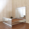 Mirrored Silver Leaf Panel Bed w/ Large Mirrored Headboard