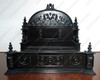 3pc Ornate Black Mahogany Renaissance Revival Bedroom Set with Decorative Panel Headboard