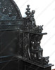 3pc Ornate Black Mahogany Renaissance Revival Bedroom Set with Decorative Panel Headboard