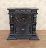 3pc Black Gothic Ornate Heavily Carved Bedroom Set