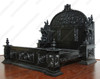 3pc Ornate Black Mahogany Renaissance Revival Bedroom Set with Decorative Panel Headboard