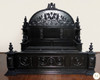 3pc Ornate Black Mahogany Renaissance Revival Bedroom Set with Decorative Panel Headboard