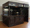 10ft Dark Mahogany Walk-in Canopy Pub Bar w/ Stained Glass Ceiling