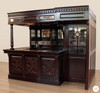 10ft Dark Mahogany Victorian Walk-In  Pub Bar w/ Stained Glass Panels