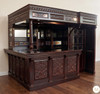 10ft Dark Mahogany Victorian Walk-In  Pub Bar w/ Stained Glass Panels