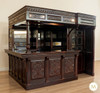 10ft Dark Mahogany Victorian Walk-In  Pub Bar w/ Stained Glass Panels