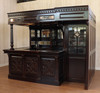 10ft Dark Mahogany Victorian Walk-In  Pub Bar w/ Stained Glass Panels