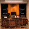 7ft Walnut Oval Office Resolute Desk w/ Leather Top