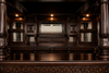 11ft  Dark Mahogany Walk-in Canopy Pub Bar w/ Stained Glass