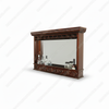 Mahogany wall hanging liquor & wine bottle rack w/ mirror