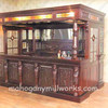 10ft Mahogany Lion Carved Canopy Pub Bar w/ Stained Glass