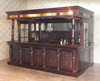 10ft Mahogany Lion Carved Canopy Pub Bar w/ Stained Glass