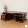 7ft Burl Inlay Neoclassical Empire Revival Lion Carved Executive Desk