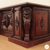 7ft Burl Inlay Neoclassical Empire Revival Lion Carved Executive Desk