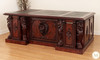 7ft Burl Inlay Neoclassical Empire Revival Lion Carved Executive Desk