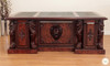 7ft Burl Inlay Neoclassical Empire Revival Lion Carved Executive Desk