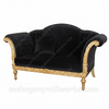 86"W Black Velvet Loveseat w/ Carved Gold Frame