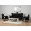 5pc Gothic Black Velvet & Silver Living Room Set