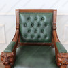 Mahogany Carved Occasional Lion Chair w/ Genuine Leather