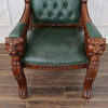 Mahogany Carved Occasional Lion Chair w/ Genuine Leather