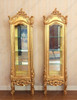 Rococo Gold Leaf Vitrine Curio Cabinet Pair (2)
