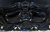 Glossy Black French Rococo Carved Panel Bed