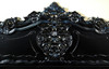 Glossy Black French Rococo Carved Panel Bed