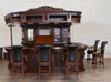 Genuine Leather Upholstered Swivel Bar Height Barstool w/ Arms (Poznan)