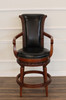 Genuine Leather Upholstered Swivel Bar Height Barstool w/ Arms (Poznan)
