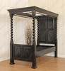 Custom Mahogany Black Distressed XL Twin Canopy Four Post Bed