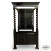 Black Distressed XL Twin Canopy Four Post Bed