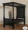 Black Distressed XL Twin Canopy Four Post Bed