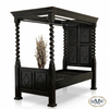 Black Distressed XL Twin Canopy Four Post Bed
