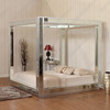 Mirrored Four Post Canopy Bed Without Headboard