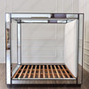 Luxurious Mirrored Canopy Bed w/ White Upholstered Headboard