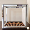 Luxurious Mirrored Canopy Bed w/ White Upholstered Headboard