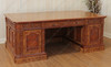 7ft Mahogany Presidential Resolute Desk w/ Mappa Burl Inlay Wood Top - 2-Tone