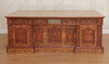 7ft Intricately Carved Resolute Desk w/ Mappa Burl Inlay Wood Top (2-Tone)