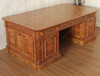 7ft Mahogany Presidential Resolute Desk w/ Mappa Burl Inlay Wood Top - 2-Tone