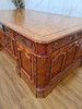 7ft Intricately Carved Resolute Desk w/ Mappa Burl Inlay Wood Top (2-Tone)