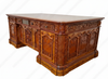 7ft Mahogany Presidential Resolute Desk w/ Mappa Burl Inlay Wood Top - 2-Tone
