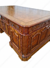 7ft Intricately Carved Resolute Desk w/ Mappa Burl Inlay Wood Top (2-Tone)