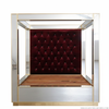 Custom 4-Post Mirrored Canopy Bed w/ Tufted Purple Velvet Headboard