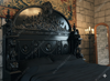 Black Gothic Heavily Ornate Bed w/ Customized Carvings