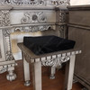3pc Antique Grey Rococo Dressing Table w Trifold Mirror & Matching Stool